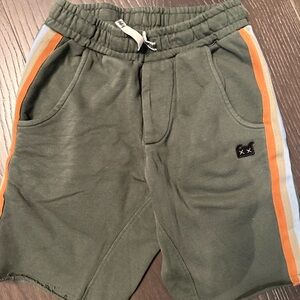Munster Olive shorts with Orange and Blue Stripes